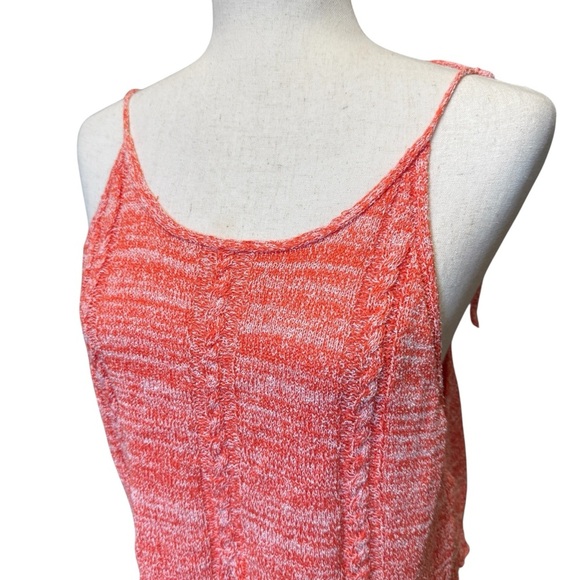 Free People Bombshell Capri Orange Knit Tie Shoulder Crop Top Size L #1660 NWT - Picture 4 of 8